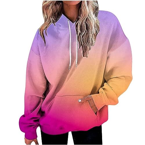 Image of Womens Hoodies Jumpers Print Oversized Sweatshirt Drawstring Pullover Sweatshirt Trendy Sweater Tops Fall Fashion Clothes Christmas Jumpers