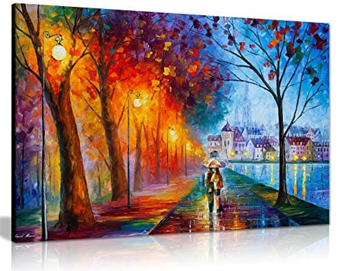 Image of City by The Lake by Leonid Afremov Canvas Wall Art Picture Print for Home Decor (36x24)