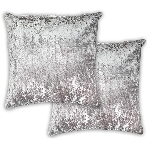Image of Emma Barclay Crushed Velvet Luxury Cushion Cover in Silver - 17x17 (43x43cm)