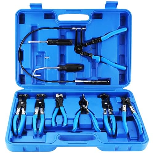 Image of DASBET 9PCS Wire Long Reach Hose Clamp Pliers Set Lockable Hose Spring Wire Clip Pliers Flexible Fuel Oil Water Hose Auto Tools for Fuel Oil Lines Water Hose Pipe Car Radiator Repair