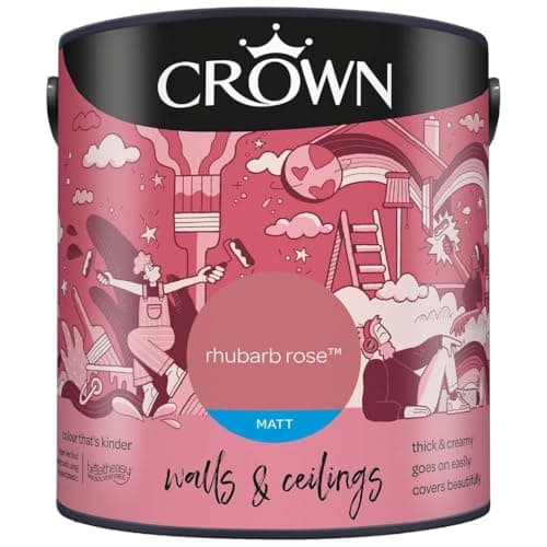 Image of DRW Rhubarb Rose Matt Emulsion Paint 2.5L | Interior Wall and Ceiling Paint | Smooth Flat Matt Finish | Durable Everyday Room Paint for Living Room Bedroom Hallway and Dining Room