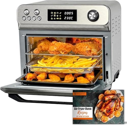 Image of HYSapientia® 24L Air Fryer Oven With Rotisserie Large XXL Digital Knob 1800W 10 in 1 airfryer Countertop Convection Mini Toaster Oven electric and grill, Stainless steel inner, Full Accessory Set