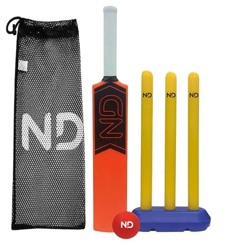 Image of ND Sports Plastic Kids Cricket Set – High Performance & Durable Kwik Cricket Style Set for Training | Lightweight & Portable Boys & Girls Ages 3 to 9 Years (Multi Colour, 4 to 8 Years)
