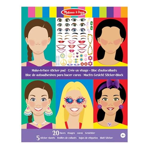 Image of Melissa & Doug Reusable Sticker Books for 3+ Year Olds | Make a Face Sticker Book | Plane Activities for Toddlers | Reusable Stickers for Kids Travel Activity Packs | Age 3-4 Years - FSC Certified