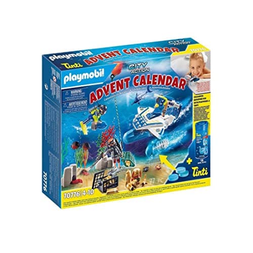 Image of Playmobil 70776 Advent Calendar Bathtime Fun Police Diving Mission, Fun Imaginative Role-Play, PlaySets Suitable for Children Ages 4+
