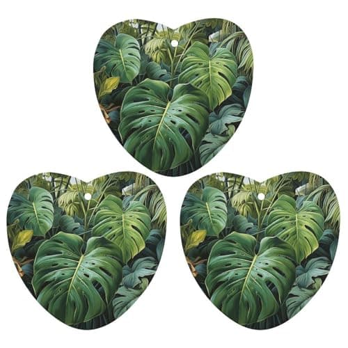 Image of 3 Pcs Car Air Fresheners Hanging Fragrance Scented Cards Auto Tablets Rearview Mirror Pendant Tropical Leaves Car Fresheners for Auto Interior Bedroom Wardrobe Shoe Cabinet