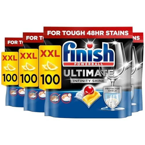 Image of Finish Ultimate Infinity Shine Dishwasher Tablets Bulk | Scent : Lemon | Size: 400 Dishwasher Tabs (100 tabs x 4) |Ultimate Clean and Shine