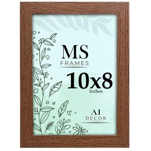 Image of AI Decor 10x8 Inch Dark Oak Picture Frames (25.4x20.3 cm) Poster Frame - Clear Acrylic Display Poster MDF Wooden Portrait/Panoramic - Flat Wall Mount Hang Hooks & Free Tabletop Stand