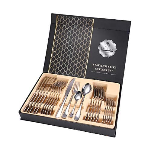 Image of 24-Piece Cutlery Set for 6 Persons – Ben & Bel Stainless Steel Knife, Fork and Spoon Tableware Set with Gift Box – Easy-Clean & Dishwasher-Safe