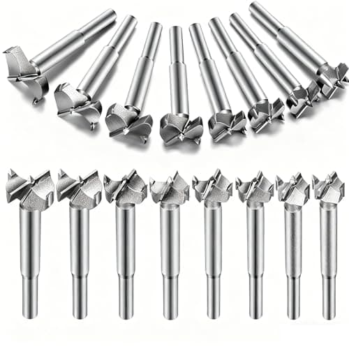 Image of Aohoo 16pcs Forstner Drill Bit Set,Tungsten Steel, HSS Titanium Coated, Forstner Bits for for Wood, Furniture, Cabinets, Cork, Splint, Particle Board(15/16/17/18/19/20/21/22/23/24/25/26/28/30/32/35mm)
