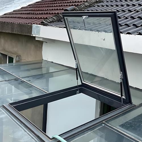 Image of Aluminum Skylight Window for Flat Roof Ventilated Light Shaft Window Attic Roof Hatch Security Glass for Winter Garden & Loft (L x W 85 x 90)