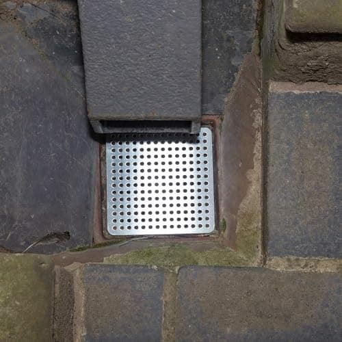 Image of Simply Hardware® Square Drain Guard/Swirl Cover - 4 Inch up to 9 Inch Stainless Steel - Keep Drains Clear from Leaves & Debris - 6" x 6" (150mm x 150mm) - 77 Holes