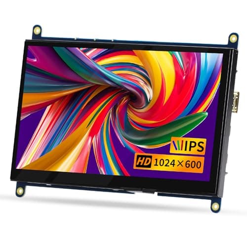 Image of Aurevita For Raspberry Pi Screen, 7 Inch IPS Display, 1024x600 LCD mini Monitor for Raspberry Pi 5, Pi 4, Laptop, Win 11/10 (7“ monitor)