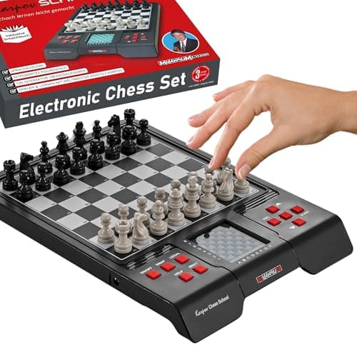 Image of MILLENNIUM Chess School M805 - Your chess trainer for at home and on the go, with 100 interactive exercises, voice output & chess textbook (de/en) - for children, beginners & schools