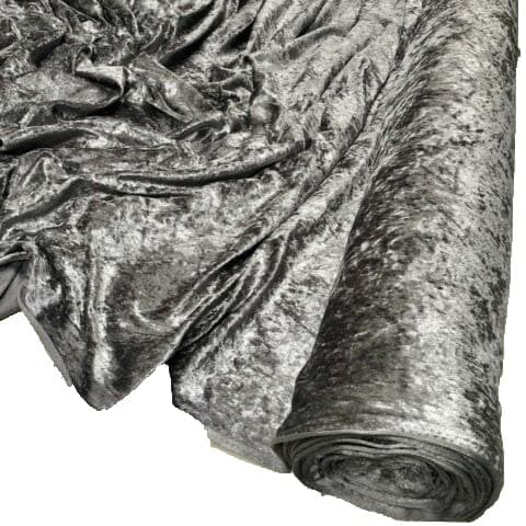 Image of Crushed Velvet Fabric Material Stretch Velour 150cm Wide (Grey) (One - Metre)