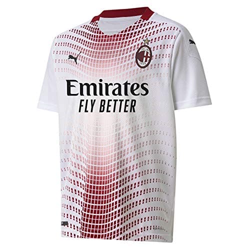 Image of Puma Acm Away Shirt Replica Jr Football Shirt - White-Tango Red, 128