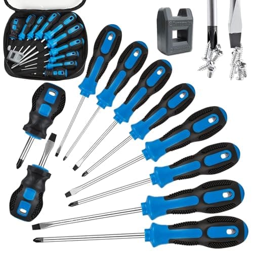 Image of Magnetic Screwdriver Set 10PC,5 Phillips and 5 Flat Head Precision Screwdriver,Professional Cushion Grip and Non-Slip for Repair Home Improvement Craft（Blue）
