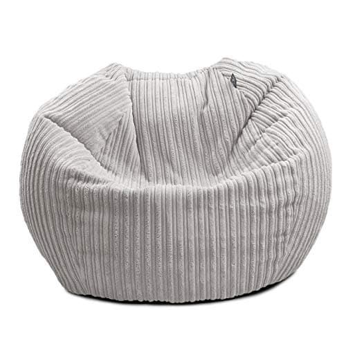 Image of rucomfy Beanbags Jumbo Cord Kids Mini-Slouch Bean Bag Chair - Childrens Bedroom Playroom Furniture and Fun Decor. Arrives with Filling and Machine Washable - 60 x 80cm (Platinum Grey, Beanbag only)