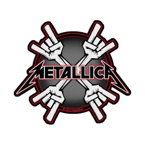 Image of Metallica Patch Metal Horns Band Logo Official Black Cut Out 10cm x 9cm Taglia unica