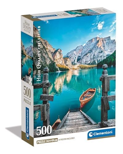 Image of Clementoni Jigsaw Puzzle Braies Lake Collection - 500 Pieces - Poster Included, Puzzle For Adults 14-99 Years, Gift For Men/Women, Italian Landscape, Made In Italy, 35538