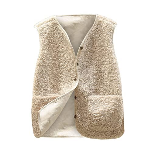 Image of Yolimok Fleece Gilet for Women UK Fluffy Waistcoat Soft Thermal Gilet V-neck Button Down Jacket Fit Bodywarmer Vest with Pockets Autumn Winter