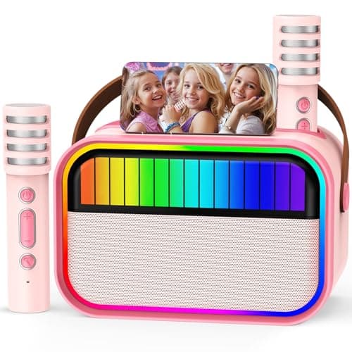 Image of Ankuka Karaoke Machine for Kids Adults, Kids Toys for 3-12 Years Old Girls Birthday Presents, Portable Recording Devices Karaoke Speaker with 2 Microphones Gifts for Girls Party Christmas (Pink)