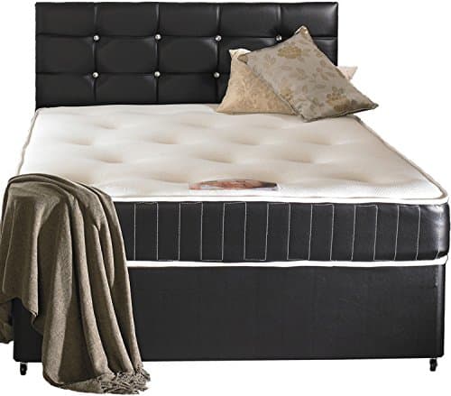 Image of Just Beds Faux Leather Double Divan Bed Including Luxurious Memory Foam Mattress And Dimonte Headboard (4'6x6'3 Double)