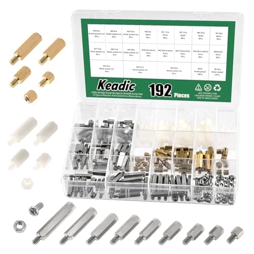 Image of Keadic 192Pcs M4 Male Female Hex Spacers Standoffs Screws Nuts Assortment Kit, Brass Nylon Zinc Plated Motherboard Threaded Pillar for PCB, Computer & Printed Circuit Board