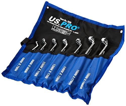Image of US PRO Tools 7pc Double Hex 35 Deg Offset Swan Neck Spanner Set 6-19mm 2984