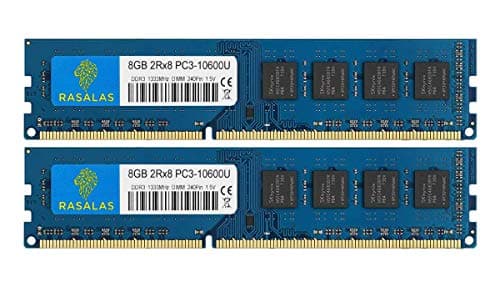 Image of Rasalas PC3-10600 DDR3 1333 16GB Kit (2x8GB) DDR3 1333MHz 2Rx8 PC3 10600U 8GB Ram 240 Pin 1.5V CL9 Desktop Memory Ram Module