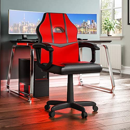 Image of Vida Designs Racing Comet Gaming Computer Chair, Red & Black, Office Executive Adjustable Swivel Recliner Pu Faux-Leather (UKFR Certified)