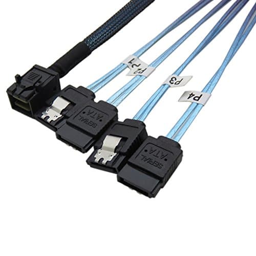 Image of YIWENTEC Internal HD Mini SAS (SFF-8643 Host) to 4X SATA (Target) Hard Drive Cable (100CM) (8643 SATA 1M)