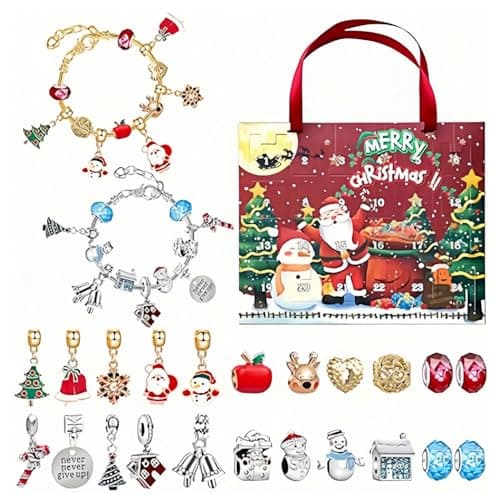 Image of Veroda Christmas Advent Calendar 2024 DIY Charms Beads Bracelet Making Kit for Kids Girls 24 Days Christmas Countdown Calendar (Style 1)