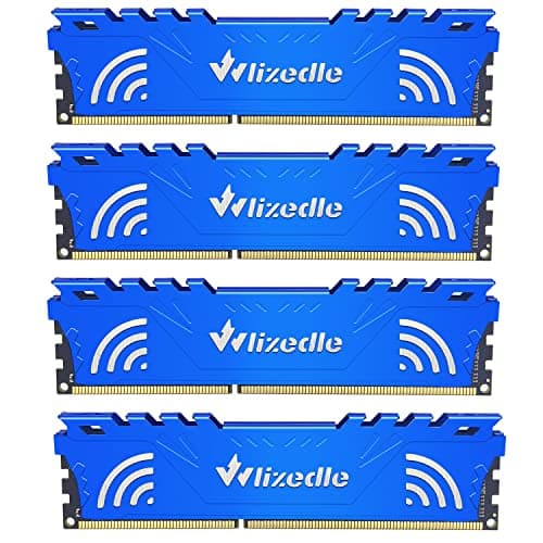 Image of Wlizedle DDR3 RAM 32GB Kit (4x8GB) 1866MHz CL13 U-DIMM Desktop Memory PC3-14900 240-Pin 1.5V 2Rx8 Dual Rank Channel Non-ECC Unbuffered PC Computer Sdram Sticks Module Upgrade, Blue