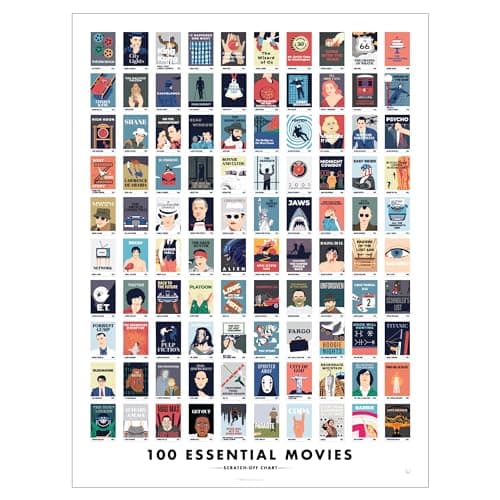 Image of Pop Chart | 100 Essential Movies Scratch-Off Chart | 12" x 16" Scratch-Off Poster | Original Bucket List Poster of Must-See Movies | Featured in Wirecutter and on Huckberry