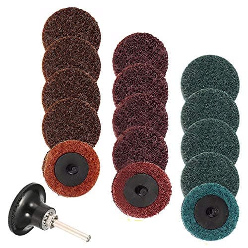 Image of Mesee Roll Lock Sanding Disc Set, 2 Inch/50mm R-Type Quick Change Discs Surface Conditioning Disc with Disc Pad Holder for Die Grinder Surface Rust Paint Removal, 15 Pcs(Course/Medium/Fine Grit)