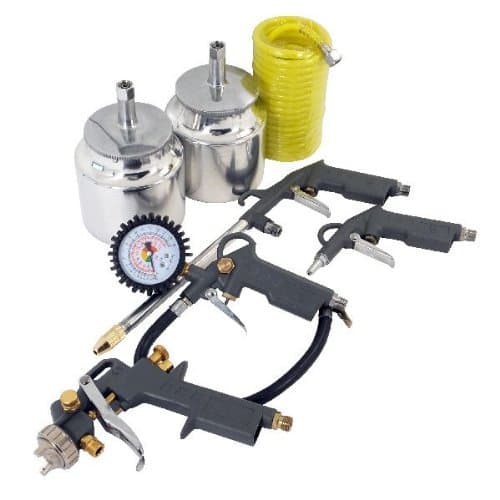 Image of Neilsen CT0778 5pc Spray/AirTool Kit with High Pressure Spray Gun, Tyre Inflator, Air DustGun, FluidGun and 5M Recoil Air Hose 1/4in. BSP