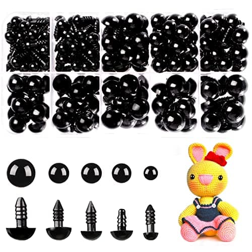 Image of MUCUNNIA Safety Eyes 400pcs 6-12mm Plastic Black Safety Eyes for Crochet Toys with Washers Crochet Eyes for Amigurumi, Stuffed Toy and Plush Stuffed Animals