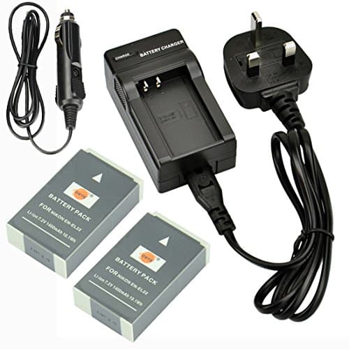 Image of DSTE 2-Pack EN-EL22 Spare Battery and DC125U Travel Charger Compatible for Nikon EN-EL22 1 J4 Nikon 1 S2 Camera