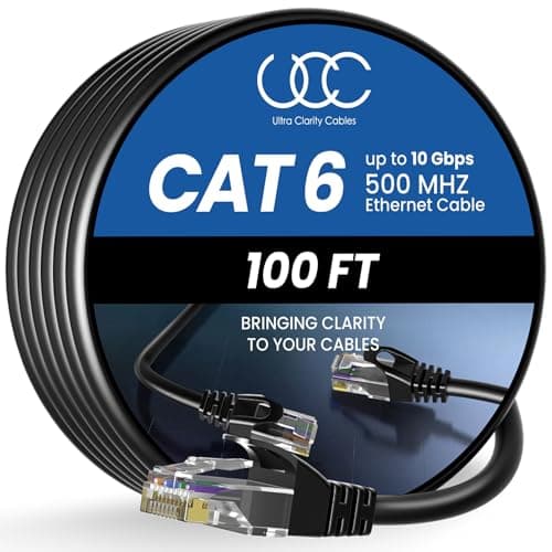 Image of Ultra Clarity Cables Ethernet Cable Cat6 30M/100ft, High-Speed 10Gbps LAN Cable with Gold Plated RJ45 Connector for Router, Modem, PC, Switches, Hub, Laptop, Black, 1 Pack