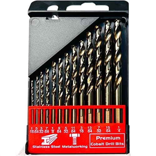 Image of STROTON Cobalt Drill Bit Set (1/16-1/4 Inch, 13PCS), M35 High Speed Steel Twist Drill Bits for Stainless Steel, Hard Metal, Cast Iron, Plastic and Wood
