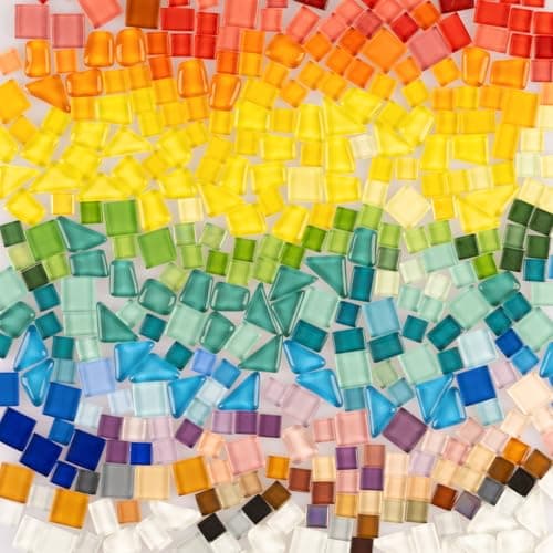Image of 500g Mosaic Tiles for Crafts, Glue Down Irregular Tiny Mosaic Glass Pieces, Colourful Craft Supplies for Handmade DIY Art Projects, Home Decoration, Photo Frame,Vase,Mirrors (Crystal Full Mix)