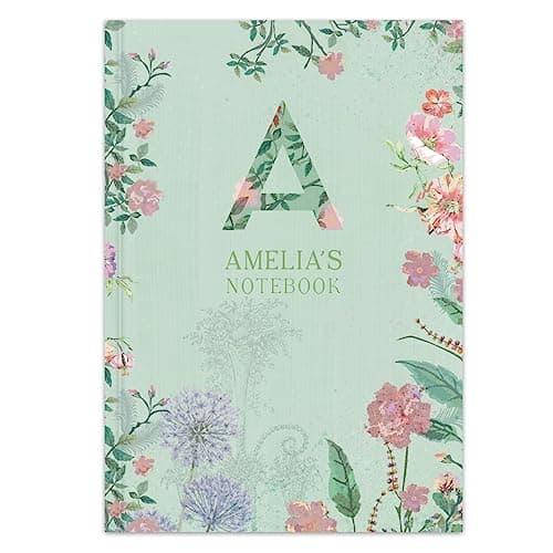 Image of Paper Themes Notebooks Personalised with Name or Text for Women and Children Customised Notepads | Gifts for Women | Available in A4 A5 & A6 (Initials) (A6, Watercolour Summer Greens)