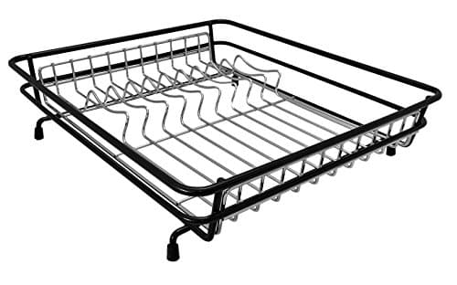 Image of Delfinware Dish Drainer with Rubber Feet, Black/Chrome