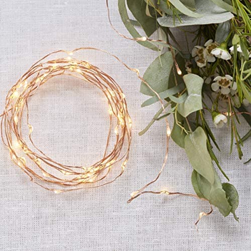 Image of Ginger Ray 60 Rose Gold LED String Lights - Battery Operated - Beautiful Botanics