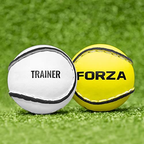 Image of FORZA Hurling Sliotar Training Balls - White/Fluro GAA Balls (Yellow, Pack of 1)