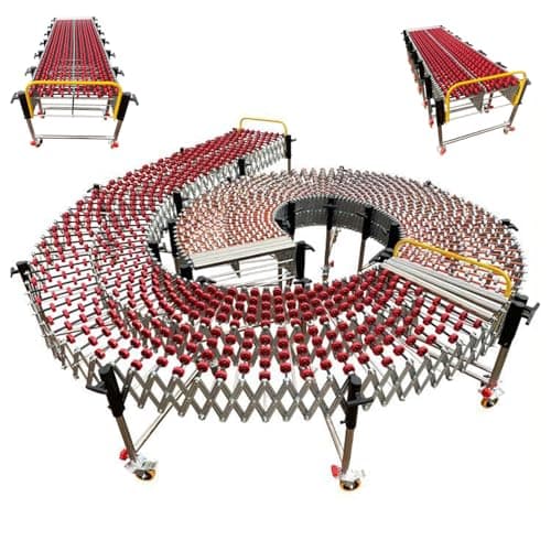 Image of Heavy-duty Conveyor, Unpowered Roller System, Adjustable Height 29''-47'', Expandable Length 31.5''-157'', Ideal for Truck Trailers and Warehouses