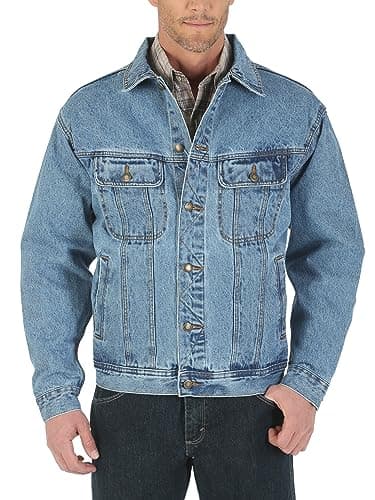 Image of Wrangler Men's Rugged Wear Unlined Denim Jacket Denim Jacket, Vintage Indigo, 4XL