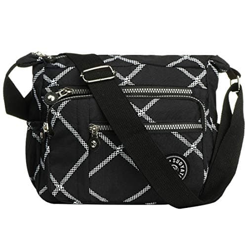 Image of Gelory Womens Crossbody Bag Casual Nylon Shoulder Bag Waterproof Multi Pocket Handbag Messenger Bag for Travel Shopping Daily Use(Camo black)