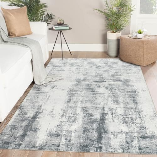 Image of Famibay Washable Rugs Living Room Grey Rugs for Bedroom 120x170cm Abstract Modern Soft Short Pile Carpet 5mm Thin Anti Slip for Kitchen Dining Office Room Decor